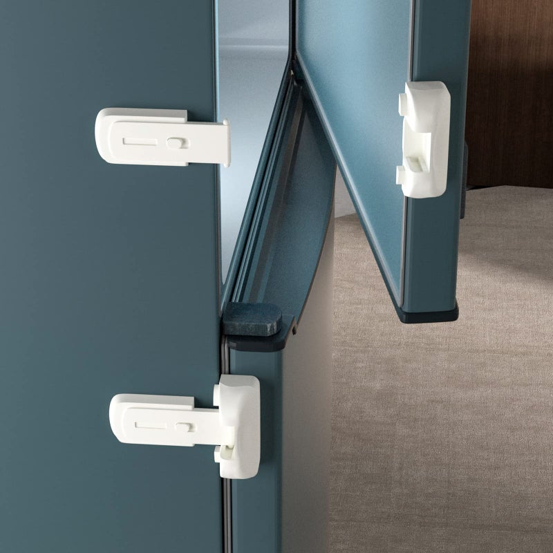 2 Pack Child Proof Fridge Lock Refrigerator Fridge Freezer Door Latch to Keep Closed Refrigerator Door Lock for Toddlers and Aging Seals Easy to Install and No Unsightly Straps Required White