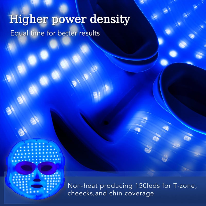 NEWKEY قناع علاج الضوء الأزرق NEWKEY للوجه لعلاج حب الشباب، 7 ألوان من العلاج بالضوء LED لعلاج آثار حب الشباب مع واقي عيون سيليكوني للبشرة الحساسة المعرضة لحب الشباب ومنع العيوب، يعمل بالتيار الكهربائي - Image 4