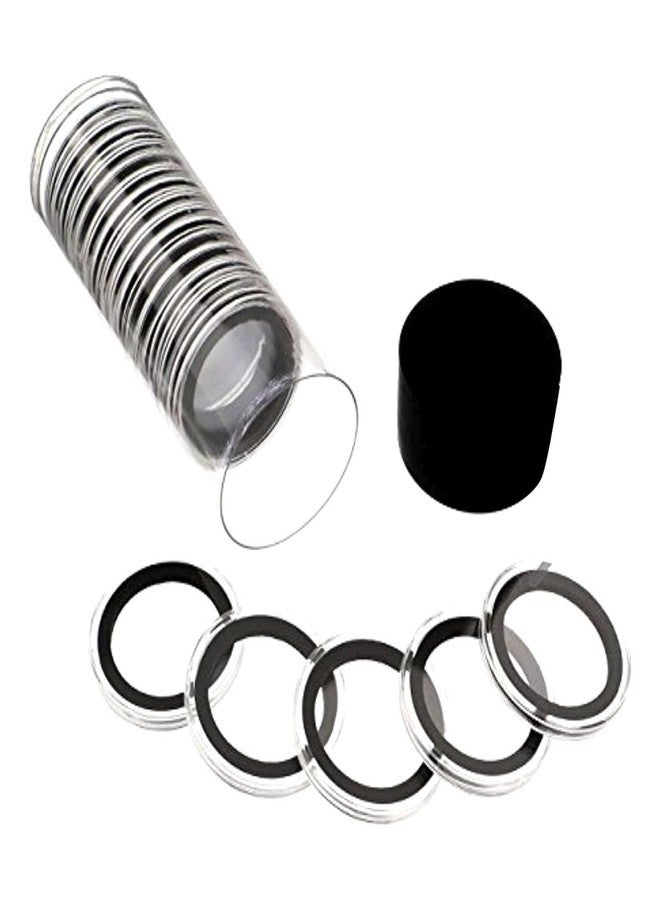OnFireGuy 20pcs 32mm Black Ring Coin Holders & Capsule Tube with Black Cap Lid for 1oz Gold Eagles | Capsules & Storage Tube for American Gold Eagles, 1oz Gold Buffalo, 1oz Gold Britannia
