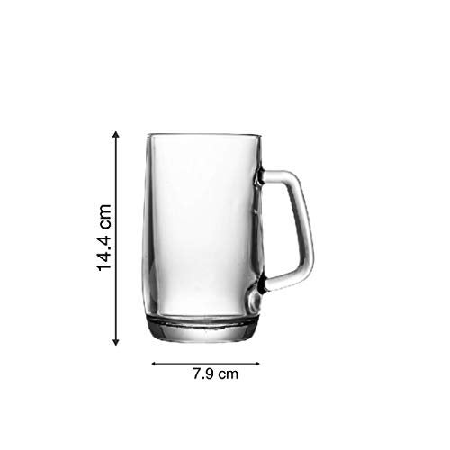 Uniglass Smartserve Bulgarian Imported Premium Glass Beer Mugs 400ml Set of 2, Transparent Glasses for Beer, Drinks, Cocktail, Glasses for Beer, Juice, Crystal Clear Glass Beer Mug with Handle - Image 3