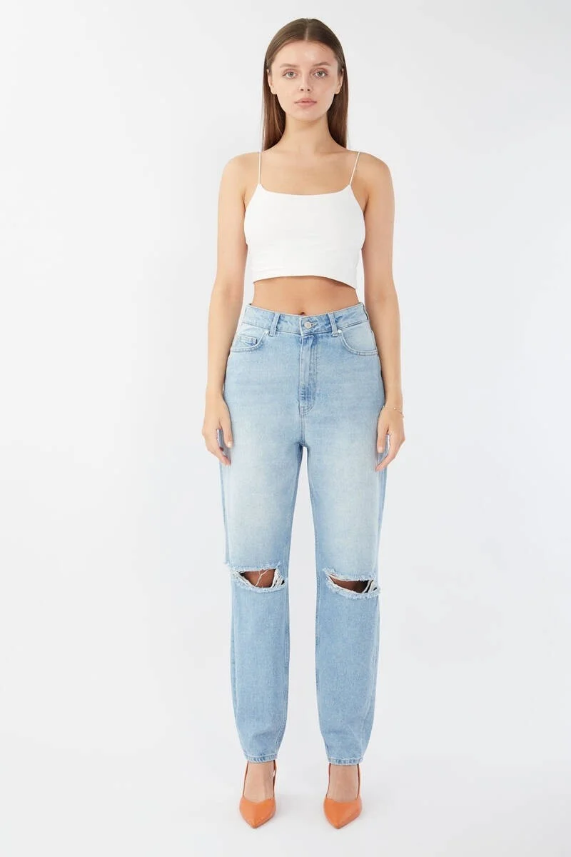 Banny Jeans Women's Series Ripped Jeans Light Blue
