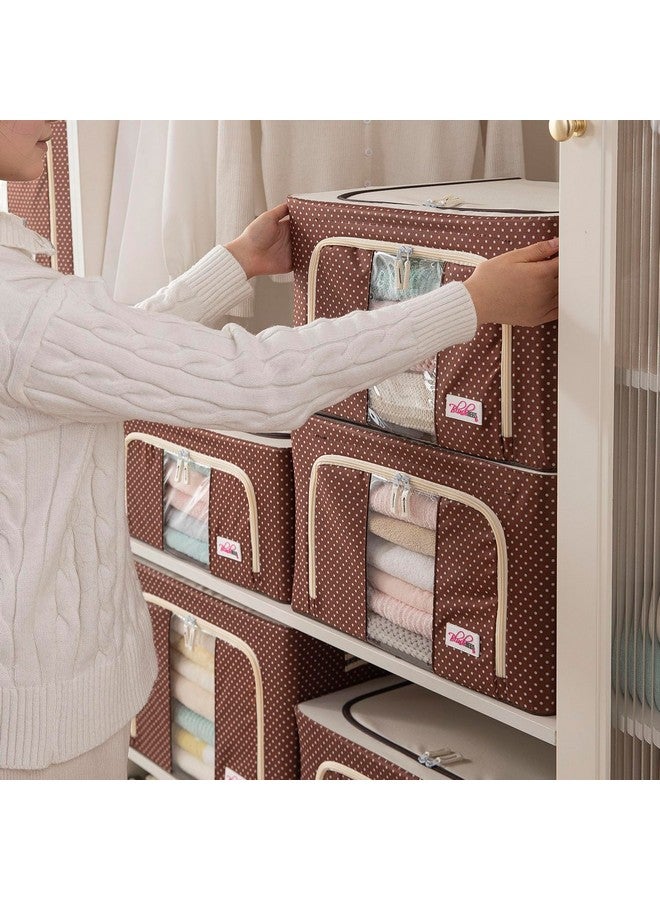 BlushBees Living Box - Wardrobe Organizer, Cloth Storage Bags with Zip - 55 Litre, Pack of 2, Polka Dots Brown - Image 3