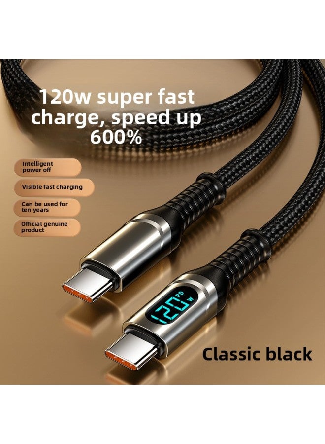 Super Fast Charging Data Line Intelligent Digital Display Real Flash Charging Line Is Suitable For Apple 15 For Huawei Type-c Port Equipment-Color:Black Smart Digital Display 15 Series 【type-c+ Type