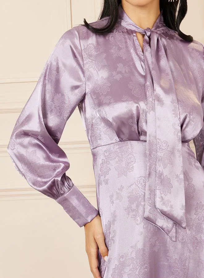 Styli Floral Tie-Neck Dress
