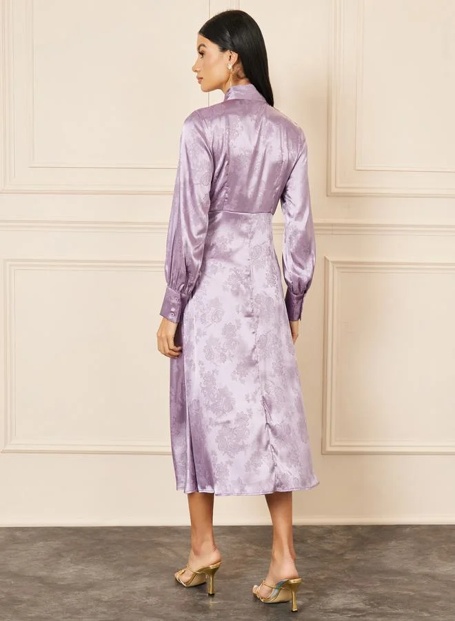 Styli Floral Tie-Neck Dress