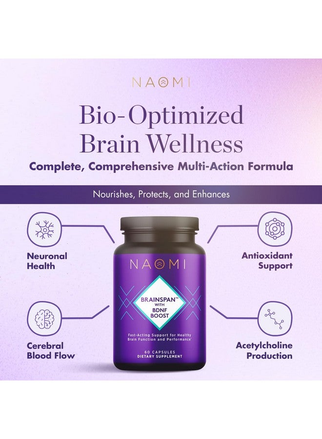 Naomi ناومي براينسبان™ مع تعزيز BDNF - دعم سريع المفعول لوظيفة الدماغ الصحية والأداء، فطر ذيل الأسد، مستخلص الجنكو بيلوبا، مريمية الحديقة، مريمية إسبانية - 60 كبسولة، إمداد لمدة 30 يومًا - Image 3