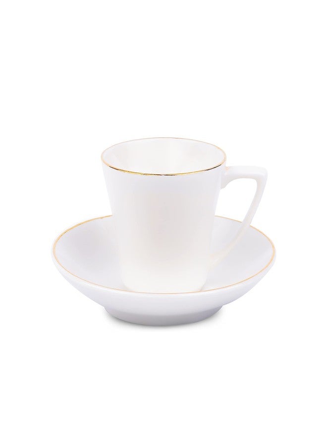 Dandy lines England by DATA Dandy Lines Zini Gold Rim Plain White Fine Bone China Tea Cups | Cups and Saucers| Tea Cup and Saucer Set| Mugs and Saucer Set for Tea Coffee, 52004, Pack of 12 - Image 3