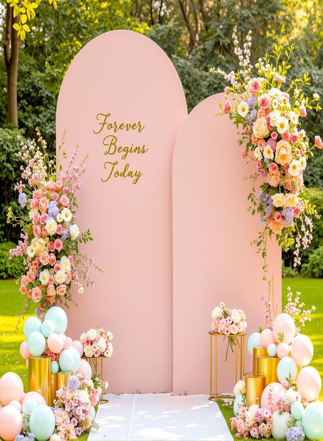 HB HBB MAGIC Pink Arch Backdrop Cover Set of 2 Dusty Pink Arch Cover 7.2 and 6ft Wedding Arch Cover Stretchy Backdrop Bridal Baby Shower Birthday Party Arches Stand Covers Spandex - Image 1