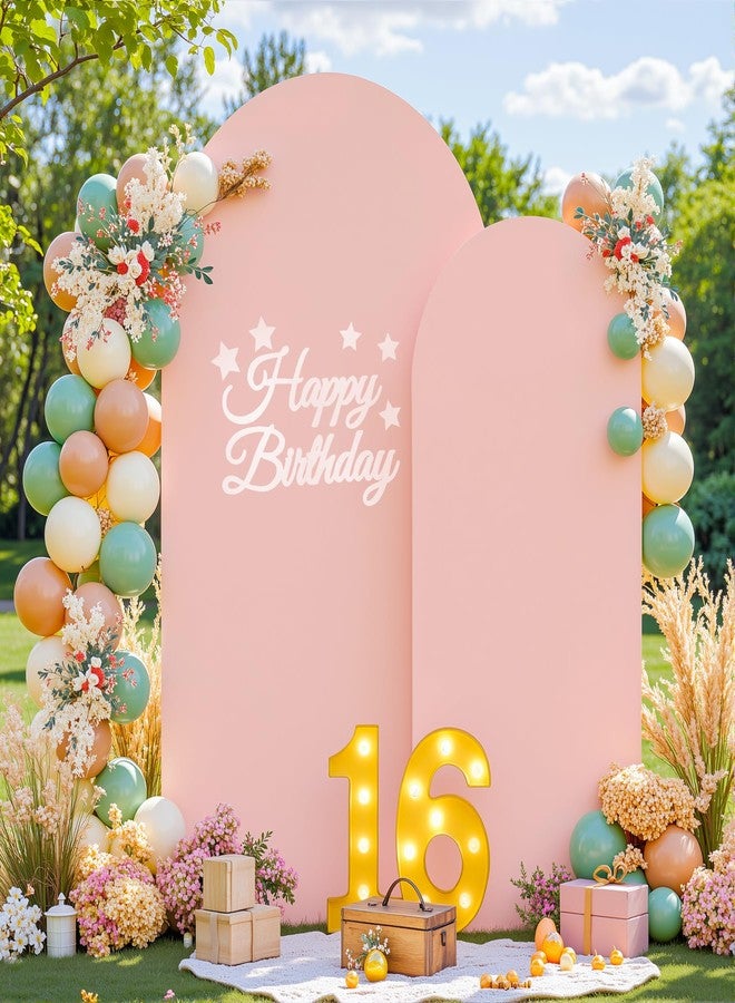 HB HBB MAGIC Pink Arch Backdrop Cover Set of 2 Dusty Pink Arch Cover 7.2 and 6ft Wedding Arch Cover Stretchy Backdrop Bridal Baby Shower Birthday Party Arches Stand Covers Spandex - Image 3