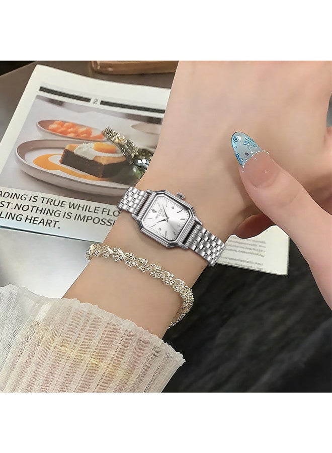Julius Ja-1557a Women's Elegant Green Square Watch Waterproof Quartz Luxury Silver - Image 2