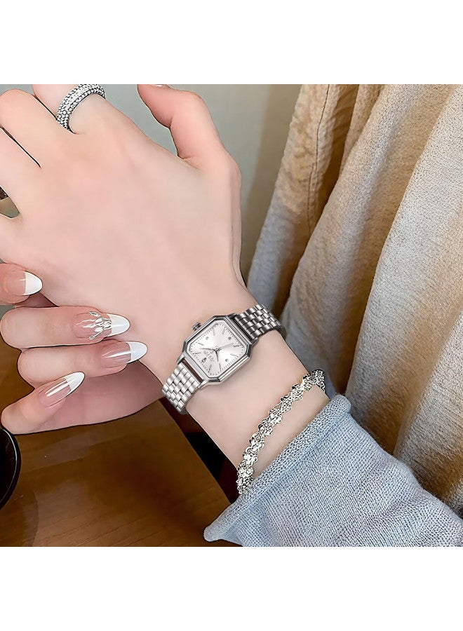 Julius Ja-1557a Women's Elegant Green Square Watch Waterproof Quartz Luxury Silver - Image 1