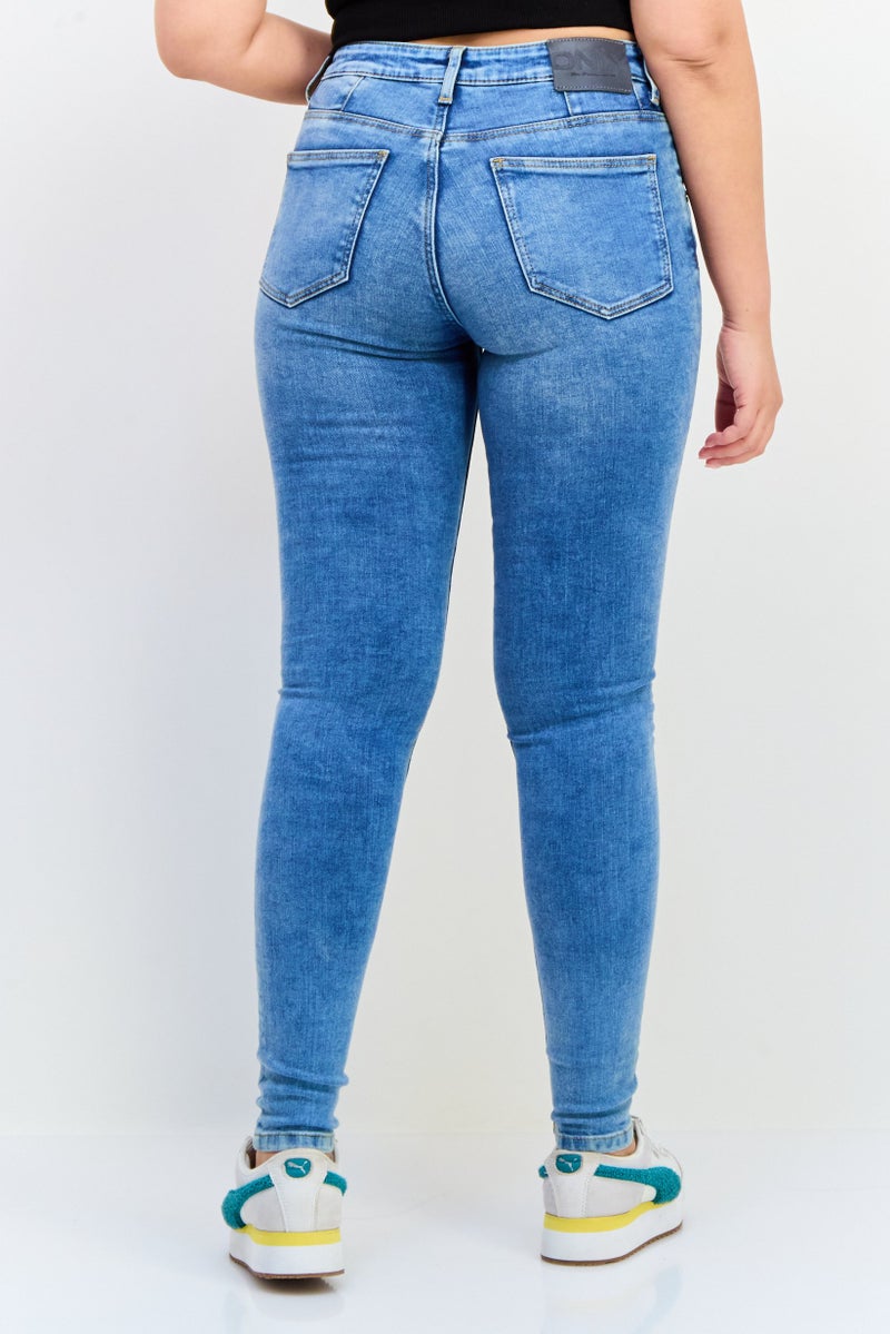 ONLY Women Skinny Fit Wash Stretchable Denim Jeans, Blue - Image 2