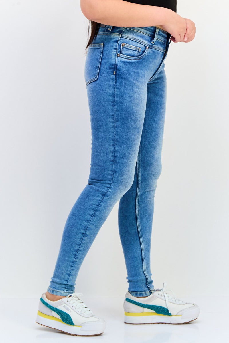 ONLY Women Skinny Fit Wash Stretchable Denim Jeans, Blue - Image 3