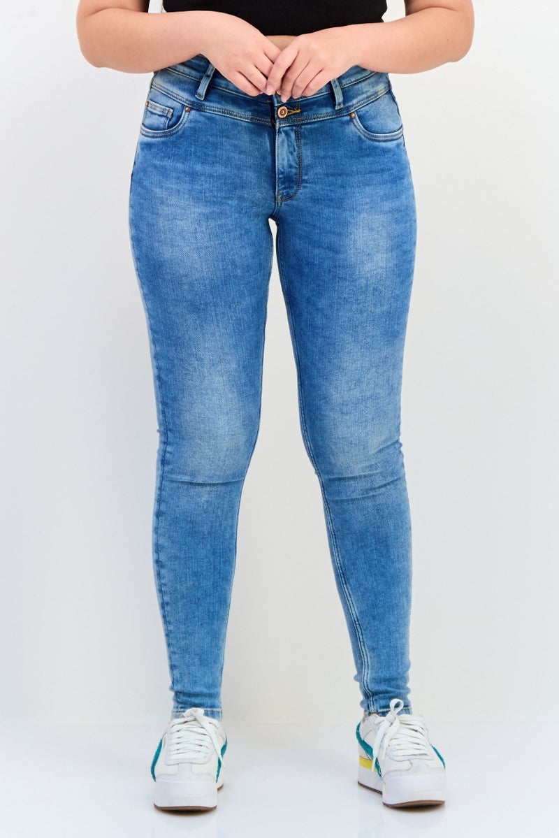 ONLY Women Skinny Fit Wash Stretchable Denim Jeans, Blue - Image 1