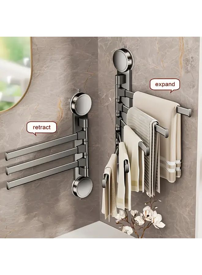 4 Layer Rotatable Suction Cup Towel Rack Black Wall Mounted Punch Free Installation - Image 5