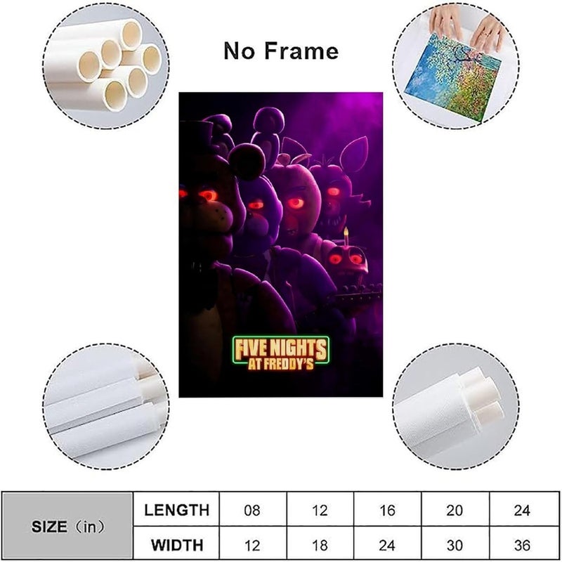 FUDE FNAF Poster 2023 Movie Poster 90s Canvas Wall Art Room Aesthetic Decor Posters 12x18inch(30x45cm) - Image 3