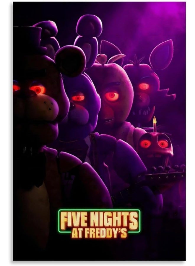FUDE FNAF Poster 2023 Movie Poster 90s Canvas Wall Art Room Aesthetic Decor Posters 12x18inch(30x45cm) - Image 1