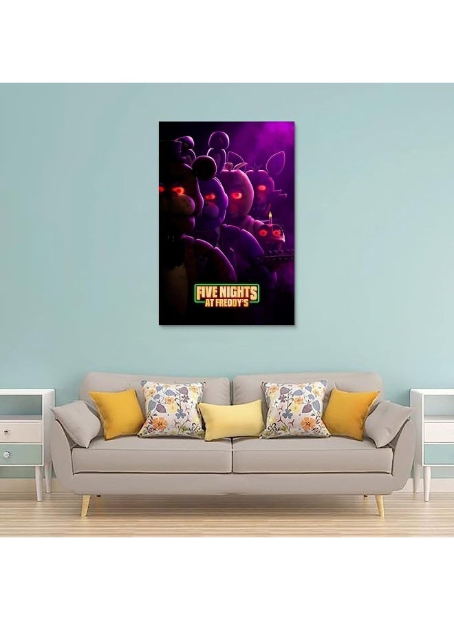 FUDE FNAF Poster 2023 Movie Poster 90s Canvas Wall Art Room Aesthetic Decor Posters 12x18inch(30x45cm) - Image 2