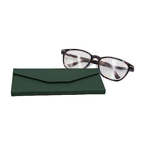 Real Sic Glasses Case for Men and Women - Magnetic Folding Hard Shell Sunglass Holder - Vegan Leather Eyeglass Protector, Variety of Styles Inspired by Solid Color - (Emerald Green) - Image 4