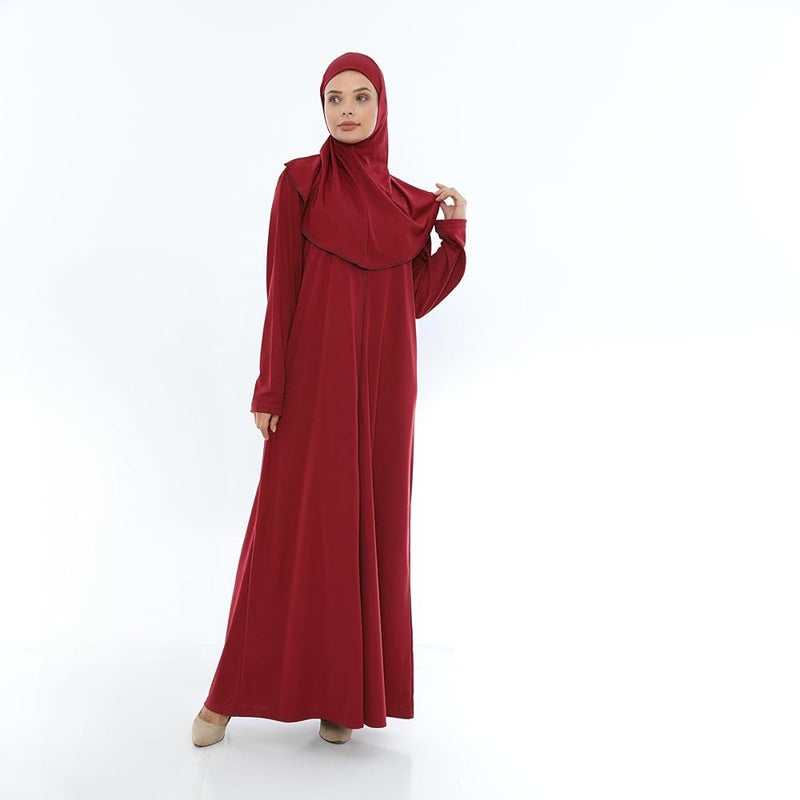 Elanesa  Women's Prayer Abaya with Zipper and Headscarf Full Length Modest Muslim Dress for Salah and Daily Wear - Image 1
