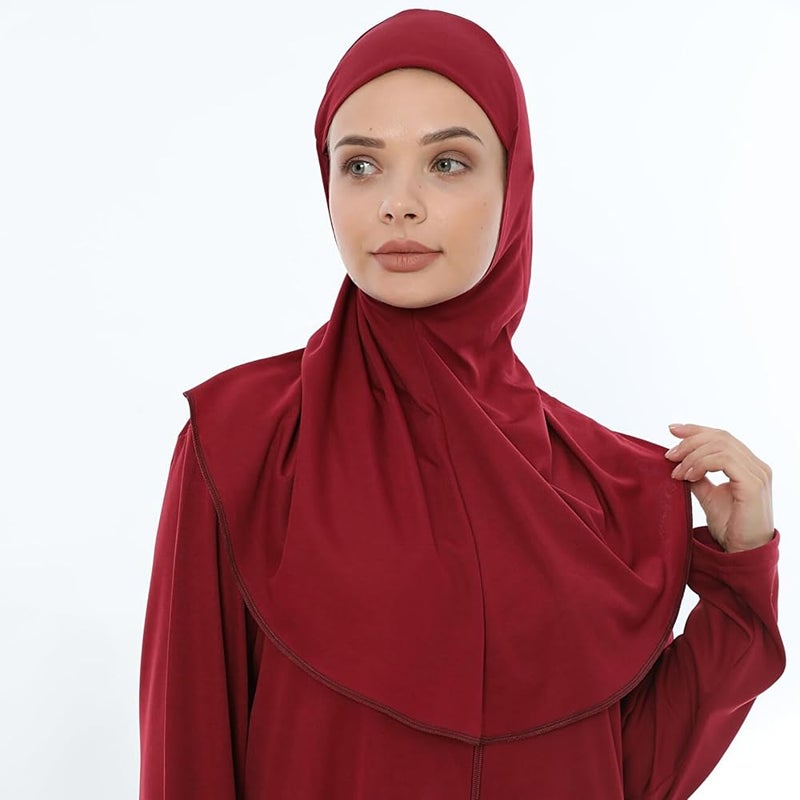 Elanesa  Women's Prayer Abaya with Zipper and Headscarf Full Length Modest Muslim Dress for Salah and Daily Wear - Image 3