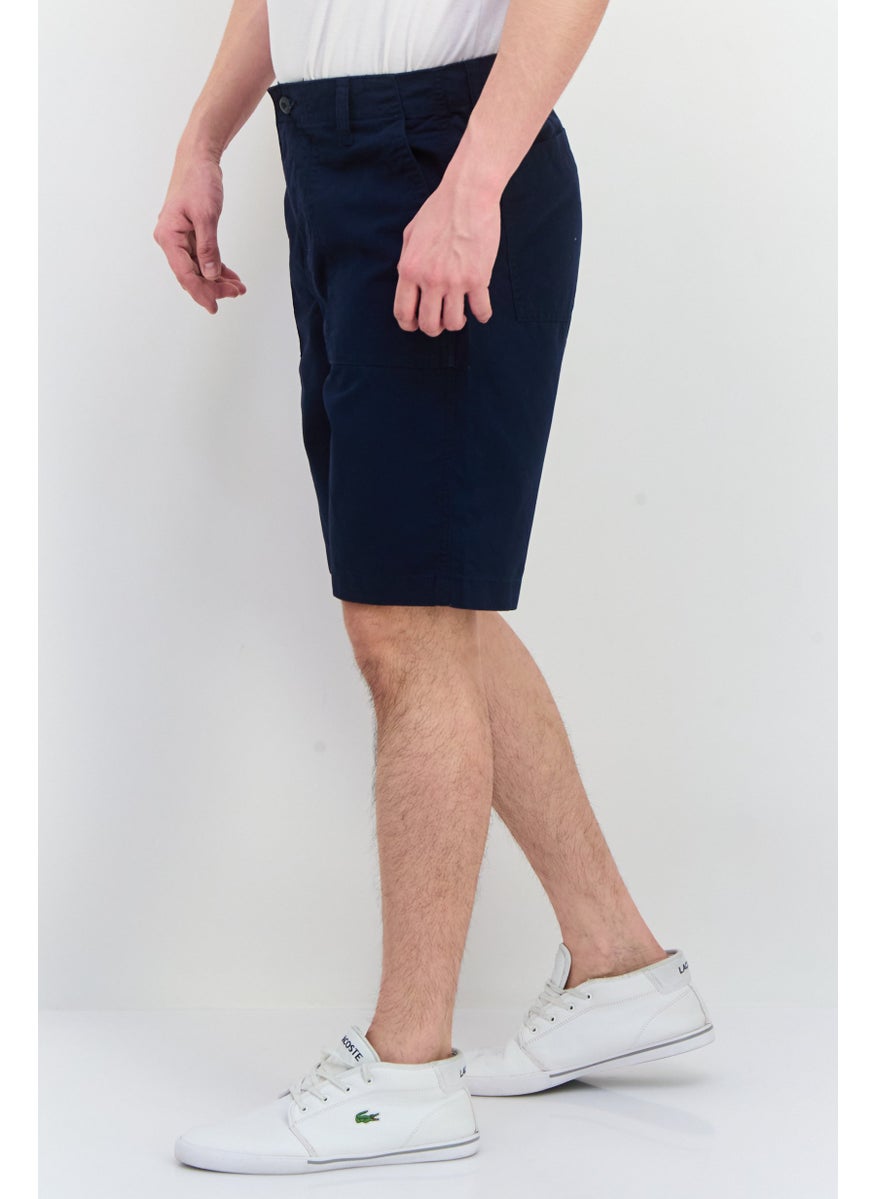 Jack Jones Men Solid Embroidered Logo Chino Short, Navy  - Image 2