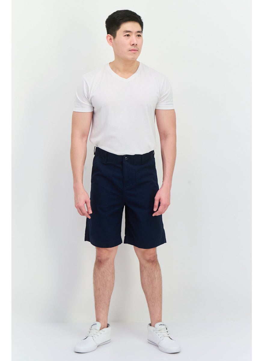 Jack Jones Men Solid Embroidered Logo Chino Short, Navy  - Image 4