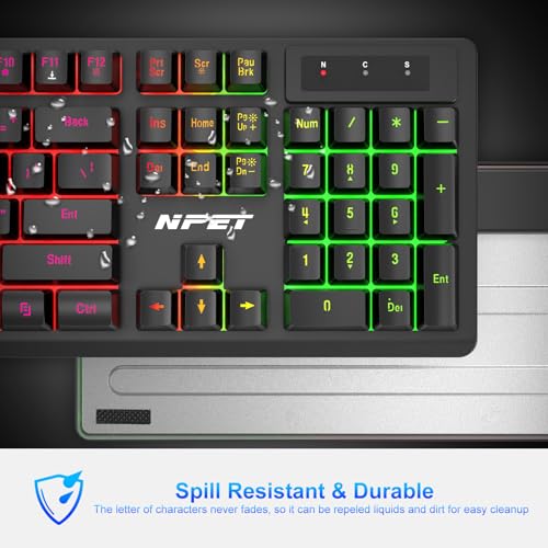 NPET S21 Wireless Gaming Keyboard and Mouse Combo, RGB Backlit Quiet Ergonomic Mechanical Feeling Keyboard, Gaming Mouse 3200DPI, for Desktop - Image 2