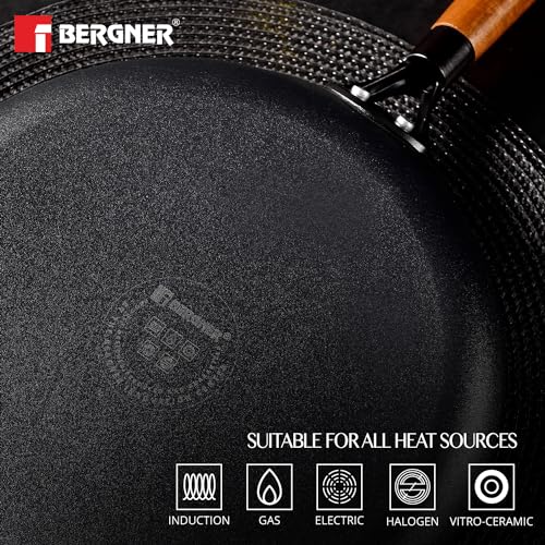 BERGNER Odin 28 cm Cast Iron Dosa Tawa with Wooden Coated Handle, Loha Dosa Tawa, Rust Proof and Lightweight Iron, Enamel Finish, Metal Spatula Safe, Induction and Gas Stove Ready - Image 4