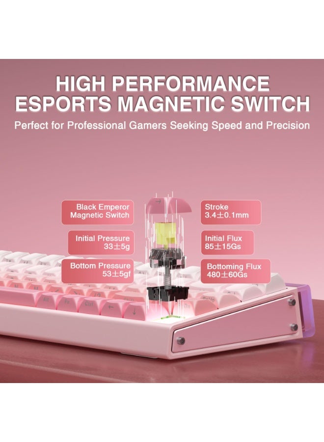 أولا لوحة مفاتيح ألعاب سلكية AULA Hero 68 HE 60%، لوحة مفاتيح مغناطيسية بتأثير هول مع تشغيل قابل للتعديل، وضع تشغيل سريع، معدل استطلاع 8 كيلو هرتز، زمن انتقال 0.125 مللي ثانية، إضاءة خلفية RGB، أغطية مفاتيح PBT مطبوعة على الجانب - Image 4