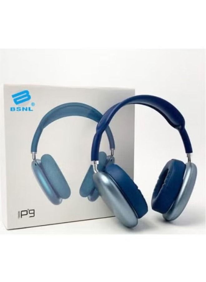 Generic - P9 Bluetooth Wireless Headset Over-Ear Headphone With Mic Blue/Silver - Image 1