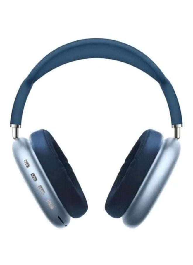 Generic - P9 Bluetooth Wireless Headset Over-Ear Headphone With Mic Blue/Silver - Image 1