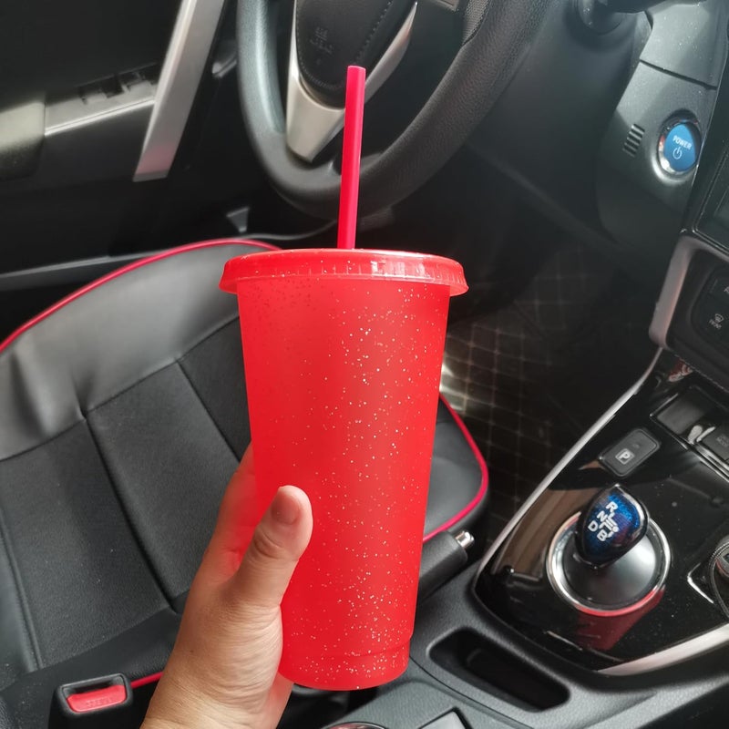 Suertestarry سويرتستاري 36 كوب بلاستيكي قابل لإعادة الاستخدام سعة 24 أونصة بكميات كبيرة مع أغطية ومصاصات للبالغين والأطفال والنساء والحفلات، أكواب ميلك شيك لكوب سفر القهوة المثلجة - Image 3
