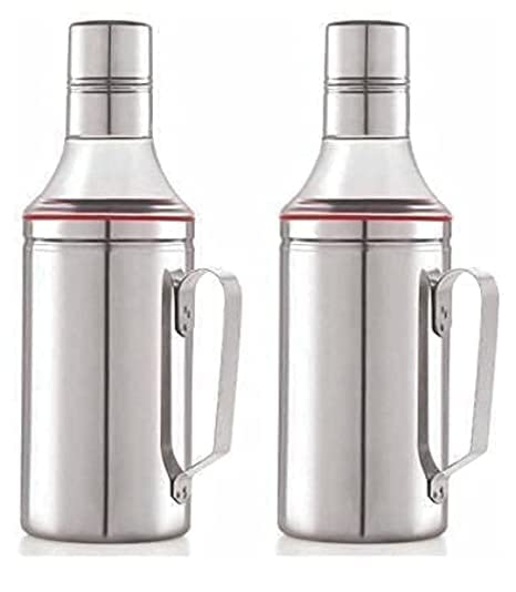 Aquasleri Oil Dispenser| Oil Nozzel| Oil Pot| Oil Bottle| 1000ml Stainless Steel Oil Stoppers & Pourers (Pack of 2) - Image 1