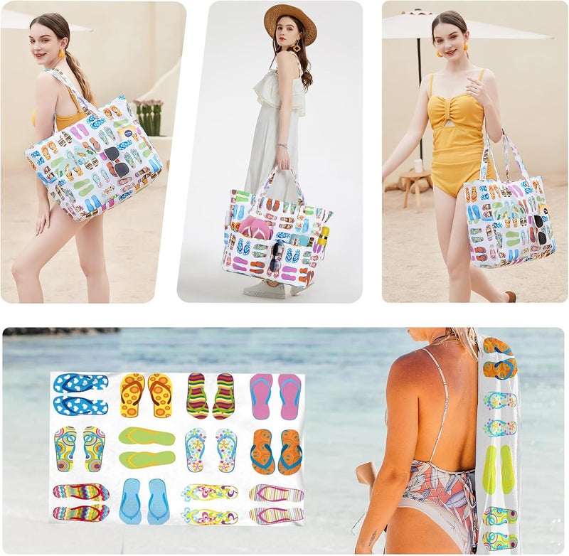 BLUBOON Waterproof Beach Tote Pool Bags for Women Ladies Extra Large Carry On Bag With Wet Compartment for Weekender Travel - Image 4