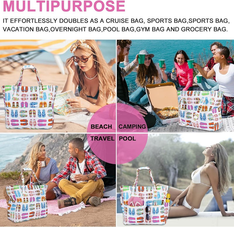 BLUBOON Waterproof Beach Tote Pool Bags for Women Ladies Extra Large Carry On Bag With Wet Compartment for Weekender Travel - Image 5