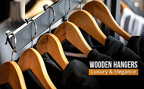 Evolluxi Premium Wooden Hangers Durable & Slim Coat Hanger -Solid Wood Suit Hangers with 360-Degree Rotatable Hook - Wood Hangers with Shoulder Grooves (Beige, 30) - Image 3