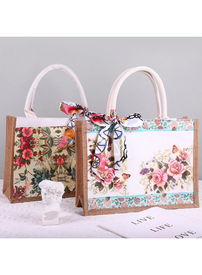 Section 38 Butterfly Gubart Canvas Bag Handbag Handmade DIY Creative Production Group Building Activity Gift Bag-Color:LB-N17 Lotus Material Includes Scissors Glue_vertical  - Image 3