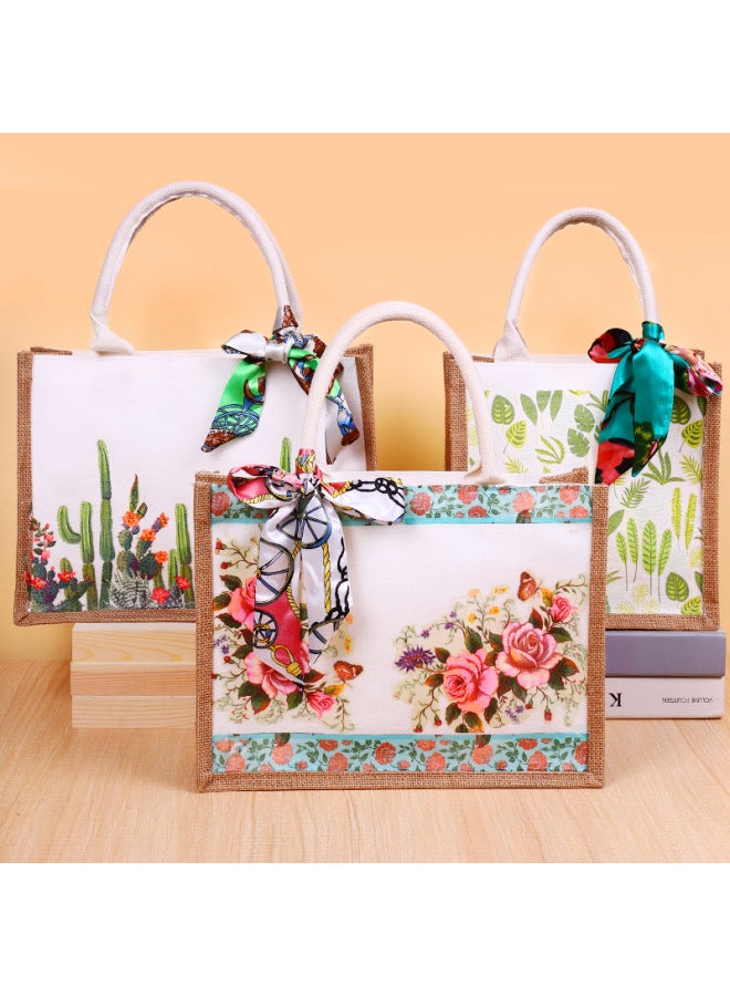 Section 38 Butterfly Gubart Canvas Bag Handbag Handmade DIY Creative Production Group Building Activity Gift Bag-Color:LB-N17 Lotus Material Includes Scissors Glue_vertical  - Image 4