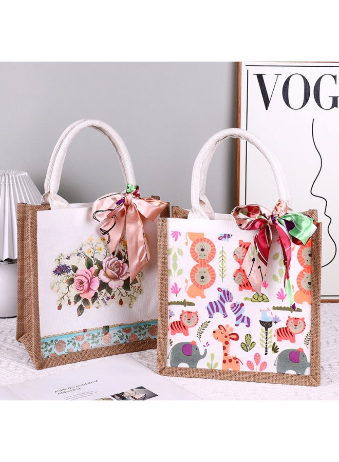 Section 38 Butterfly Gubart Canvas Bag Handbag Handmade DIY Creative Production Group Building Activity Gift Bag-Color:LB-N17 Lotus Material Includes Scissors Glue_vertical  - Image 2