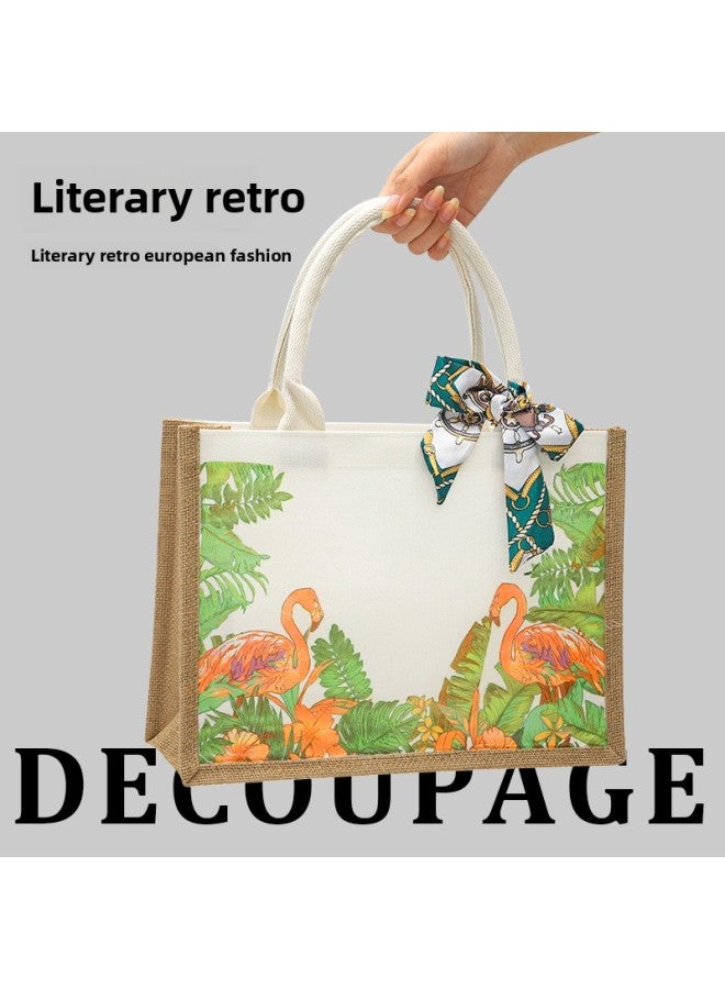 Section 38 Butterfly Gubart Canvas Bag Handbag Handmade DIY Creative Production Group Building Activity Gift Bag-Color:LB-N17 Lotus Material Includes Scissors Glue_vertical  - Image 5