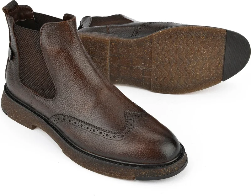 زيا , Men's Leather Boots 1431024Z6606 Tan