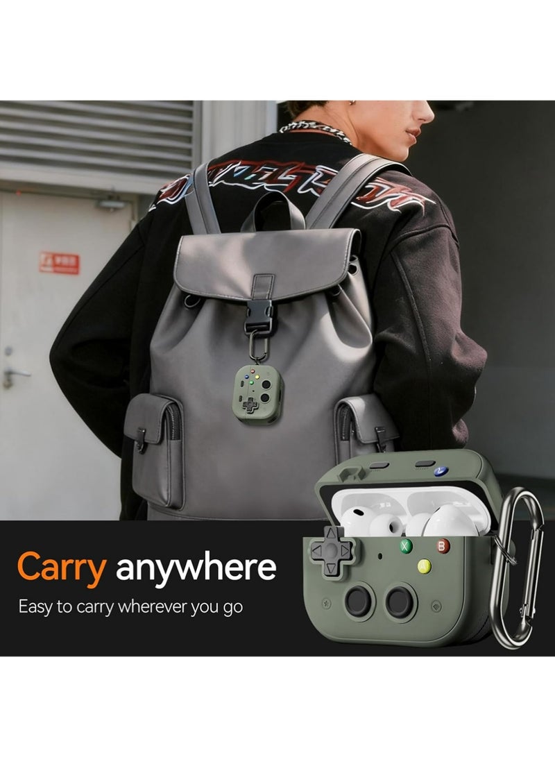 كيس لـ AirPods Pro 3 (2025) مع مقطع قفل آمن، تصميم وحدة تحكم ألعاب قشرة صلبة غطاء واقي مقاوم للصدمات لـ Apple AirPod Pro الجيل الثالث مع مجموعة نظيفة وسلسلة مفاتيح، رمادي - view 4