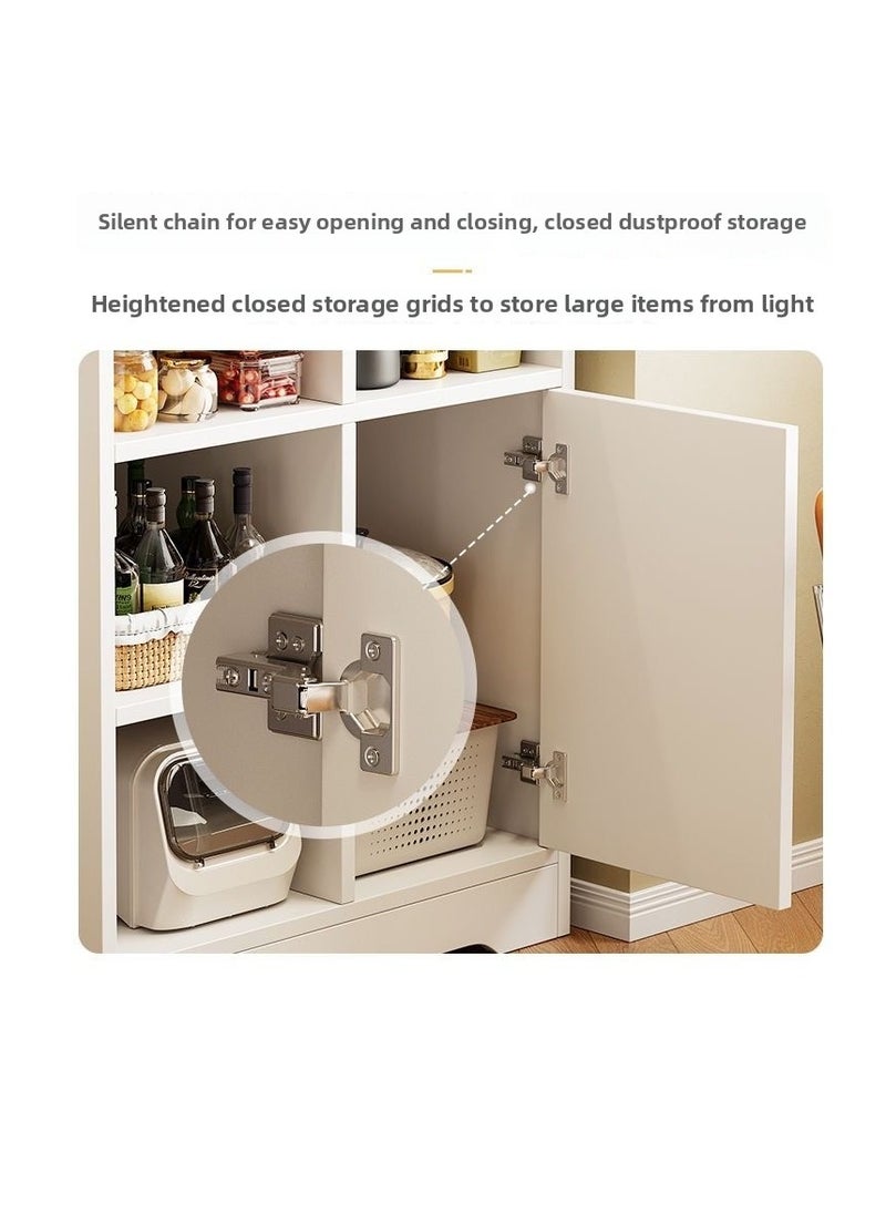CityRiya-Long Multifunctional Storage Sideboard, Kitchen Buffet Cabinet with Drawers & Cupboards, Home Coffee Bar Organizer, Chest of Drawers with Open Shelves, White Dining Room Storage Unit, Versatile Pantry Hutch for Kitchen, Living Room & Dining Area（ZWG004）  - Image 4