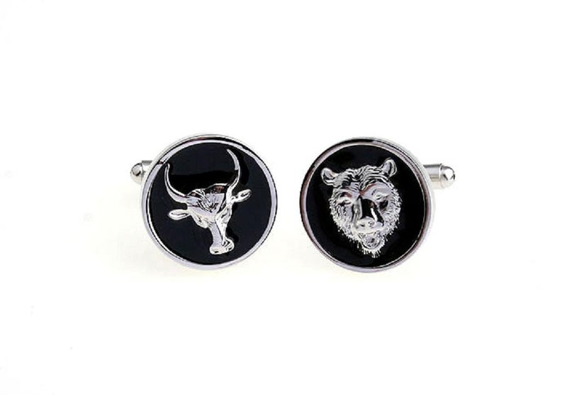 MRCUFF Bear and Bull Wall Street Pair Cufflinks in a Presentation Gift Box & Polishing Cloth - Image 3