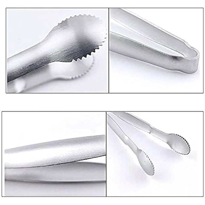 كاست ويف ملقط تقديم صغير فضي اللون على شكل حرف U من الفولاذ المقاوم للصدأ للحلويات والقهوة والشاي والسكر ومكعبات الثلج والمقبلات وحفلات المطبخ، 4 قطع - Image 4