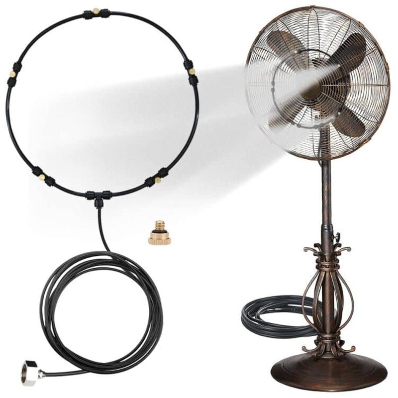 LANDGARDEN Outdoor Misting Fan Kit for a Cool Patio Breeze,Water Mister Spray for Cooling Outdoor,32FT (10M) Misting Line + 5 Brass Mist Nozzles + a Brass Adapter(3/4) Fit to Any Outdoor Fan - Image 1