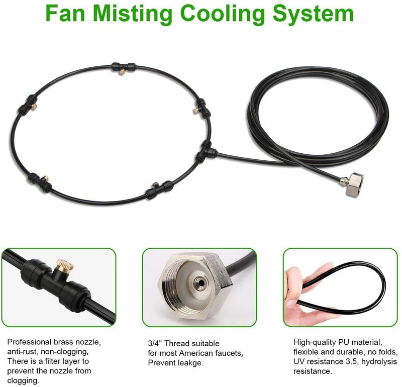 LANDGARDEN Outdoor Misting Fan Kit for a Cool Patio Breeze,Water Mister Spray for Cooling Outdoor,32FT (10M) Misting Line + 5 Brass Mist Nozzles + a Brass Adapter(3/4) Fit to Any Outdoor Fan - Image 5