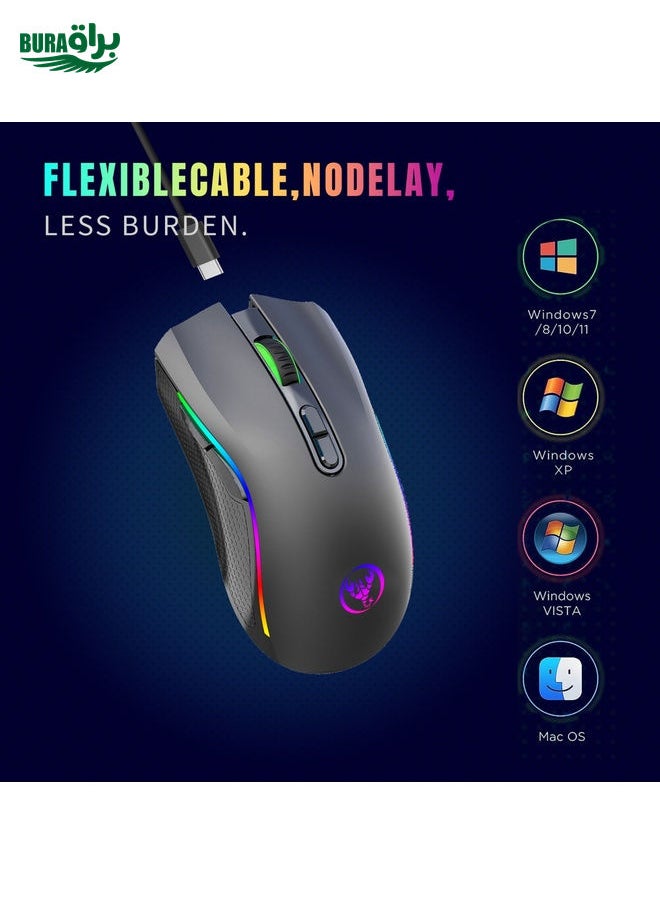 BURAQ HXSJ T69 4800DPI RGB 2.4GHz Wireless Mouse(Black)  - Image 4