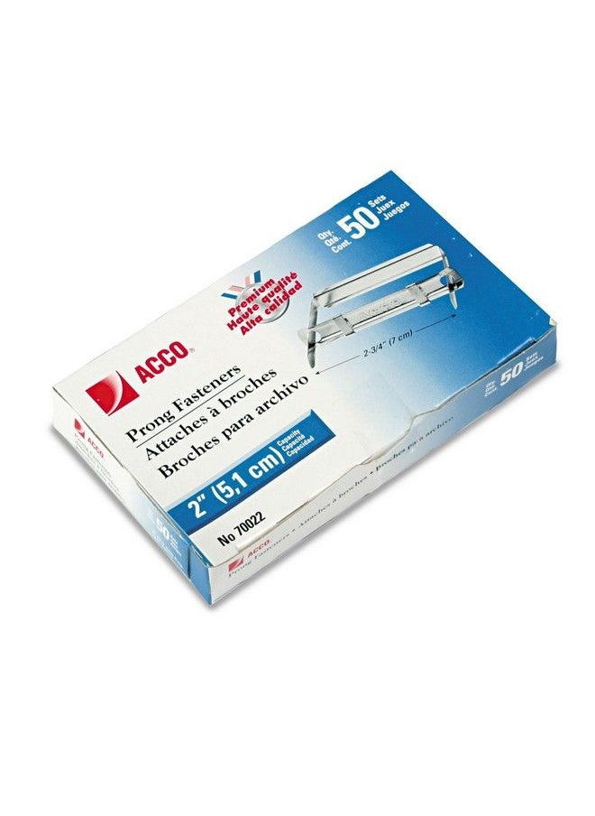 ACCO Brands Acco 70022 Premium Twopiece Fasteners 2Inch Cap 23 4Inch Center Silver 50 Bx  - Image 1